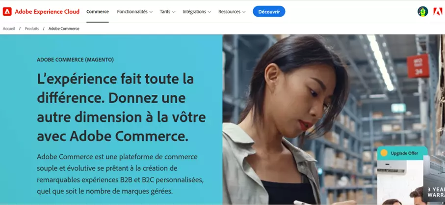 Page d’accueil de Magento par Adobe