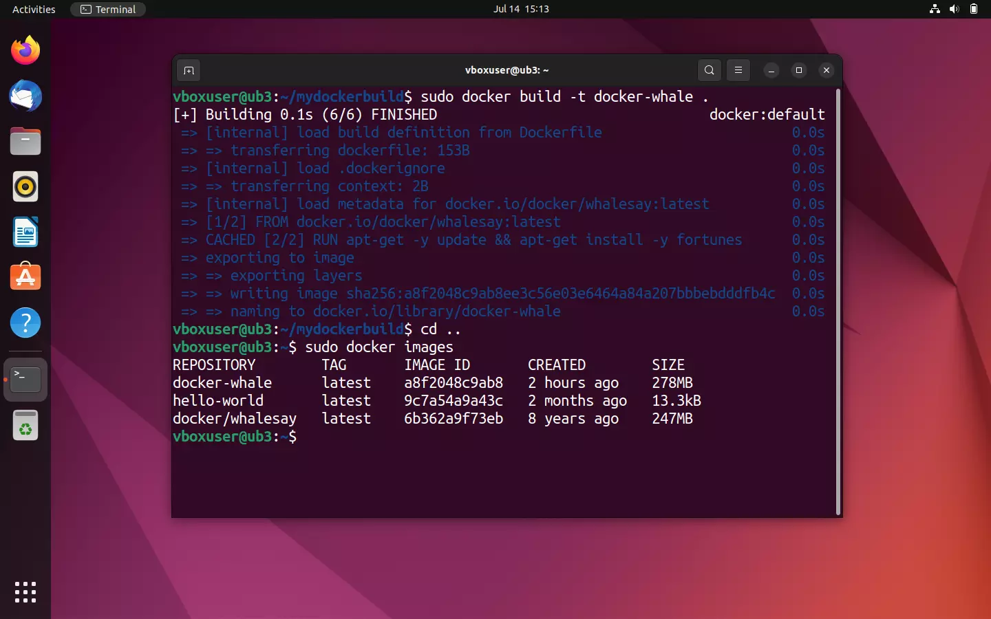 Terminal Ubuntu : aperçu de toutes les images