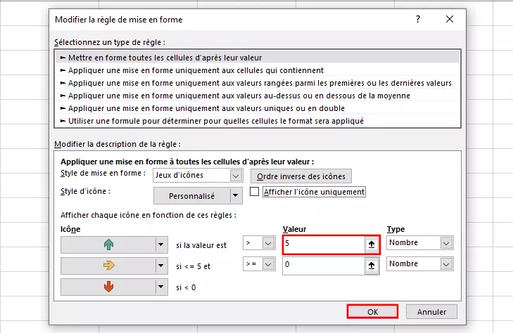 Excel : changer le format des règles