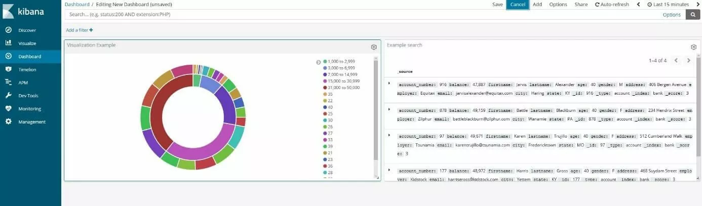 Tableau de bord avec Kibana : tutoriel, exemple test