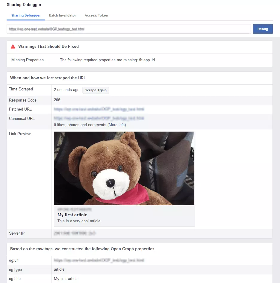 Le Sharing Debugger de Facebook pour la vérification d’Open Graph