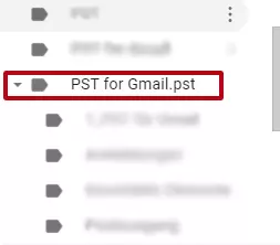 Gmail : fichier PST intégré dans la liste de dossiers