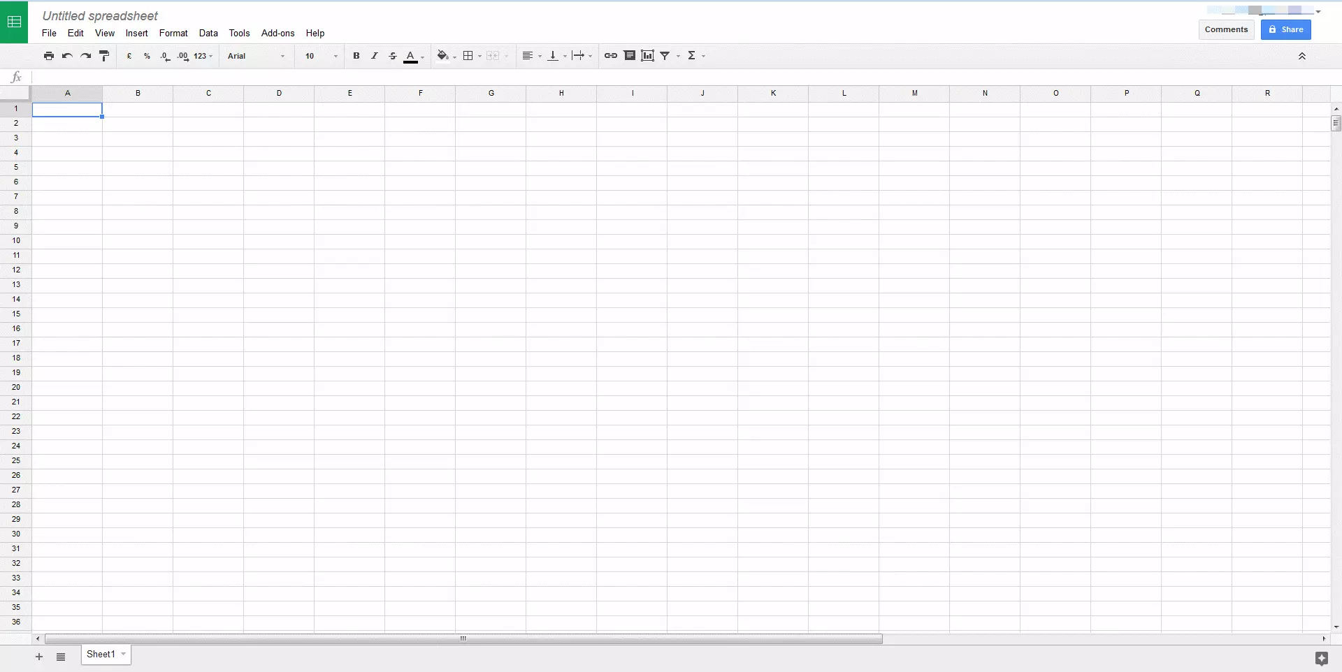 Capture d’écran de Google Sheets