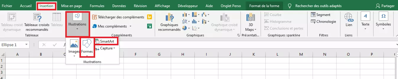 Formes ou SmartArt pour la création d’organigrammes sur Excel