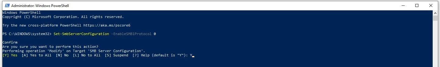 PowerShell : désactivation de SMBv1