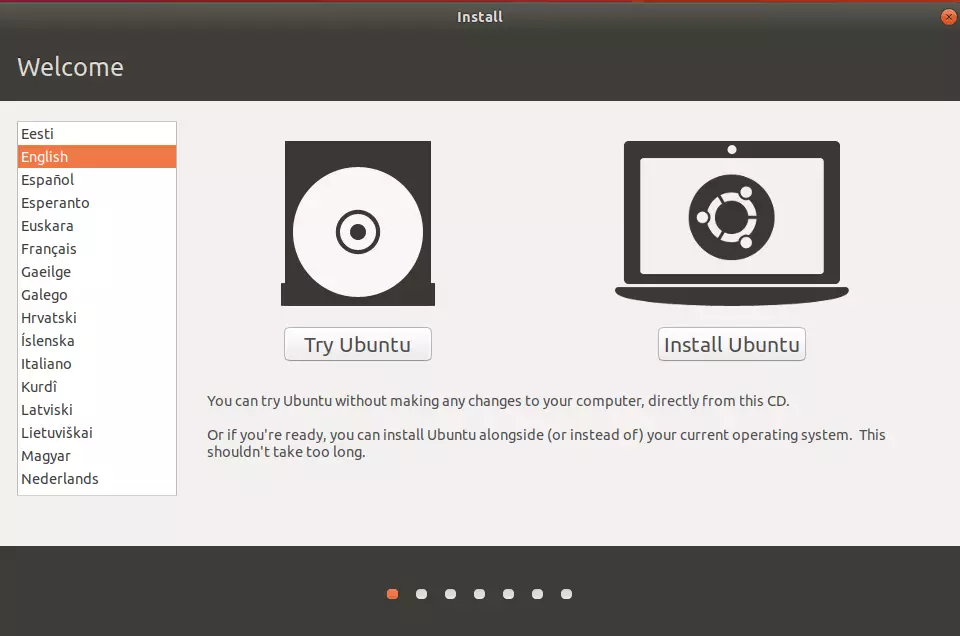 Sélection de la langue lors de l’installation d’Ubuntu