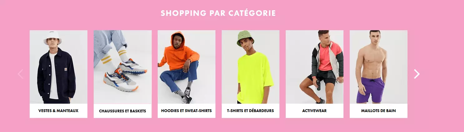 Thumbnails sur la boutique en ligne ASOS