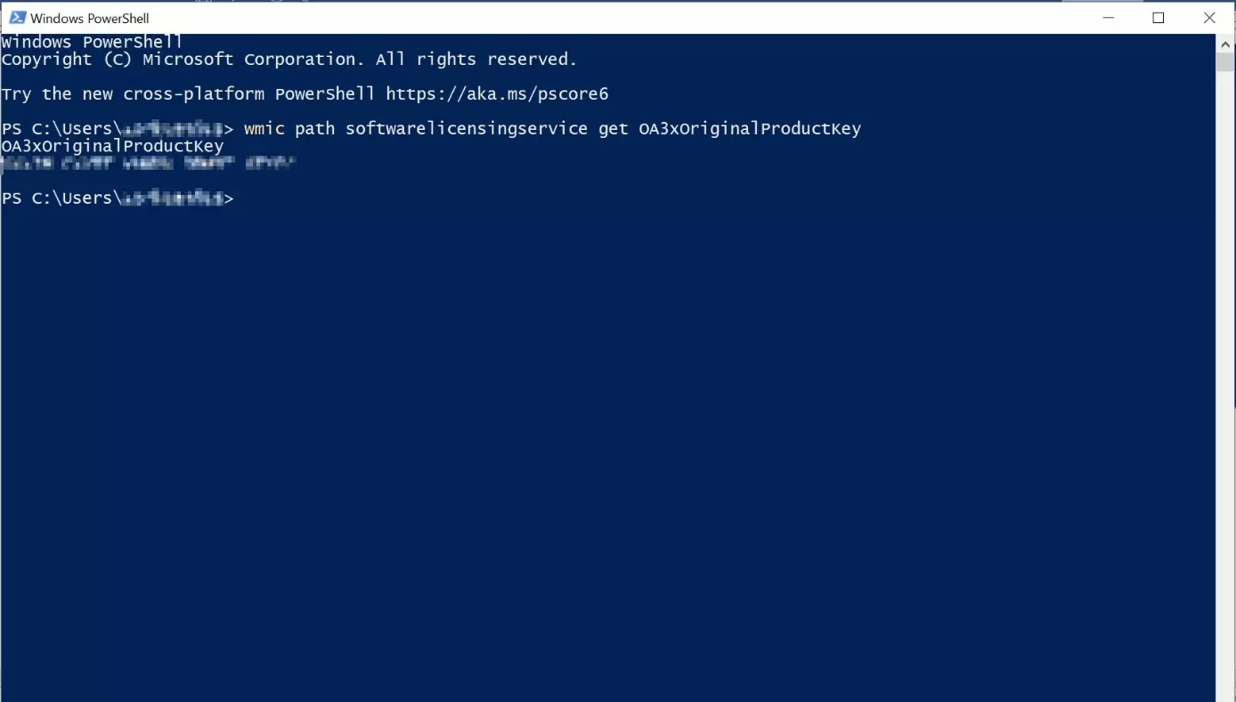 Affichage de la clé produit à 25 chiffres dans PowerShell