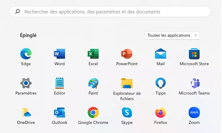 Capture d’écran de l’aperçu des applications dans Windows 11