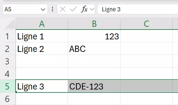 Excel : la ligne a bien été déplacée