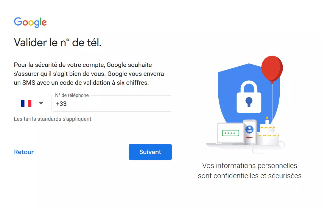 Saisie d’autres données personnelles comme le numéro de téléphone sur Google