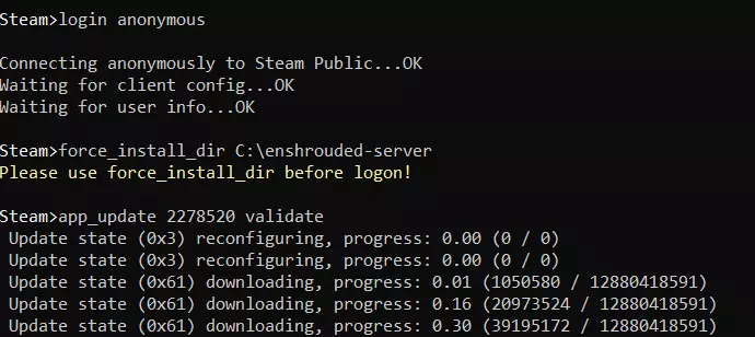 Enshrouded-Server : installation via SteamCMD