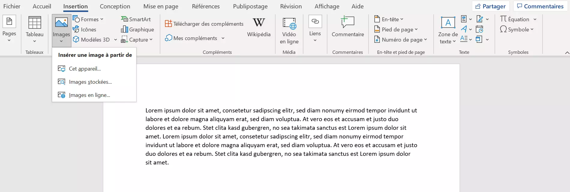 Microsoft Word : insérer l’image 