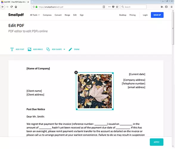 Ajouter des images à un document PDF avec Smallpdf