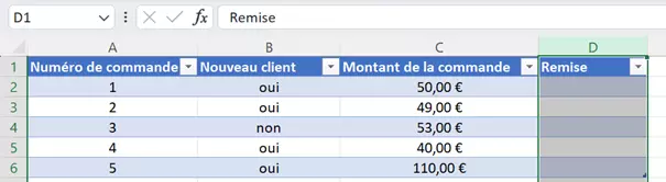 Fonction SI ET d’Excel : exemple avec un tableau