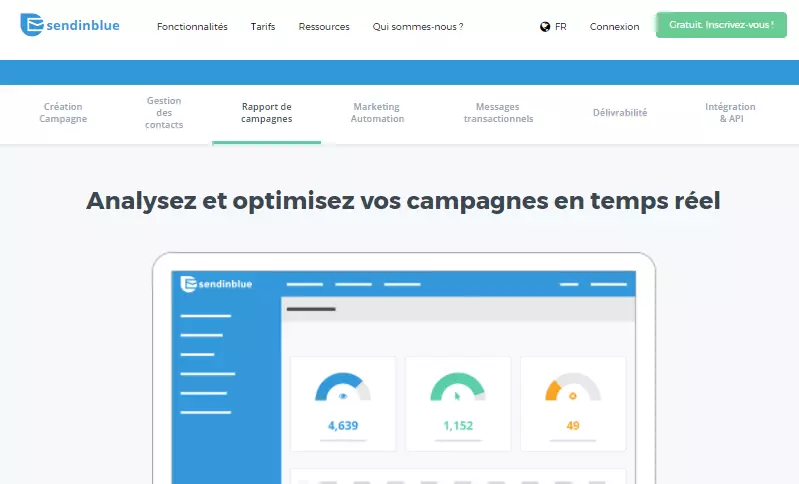 Les statistiques sur SendInBlue