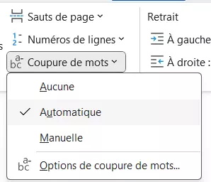 Word : activer la coupure de mots