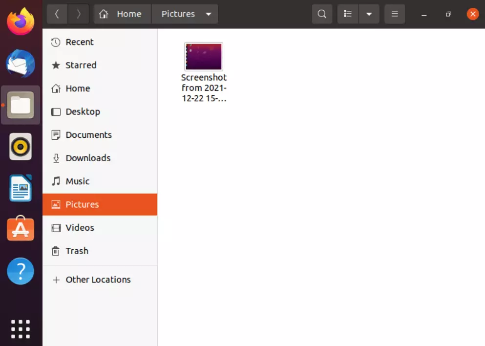 Image d’un dossier avec un screenshot dans Ubuntu