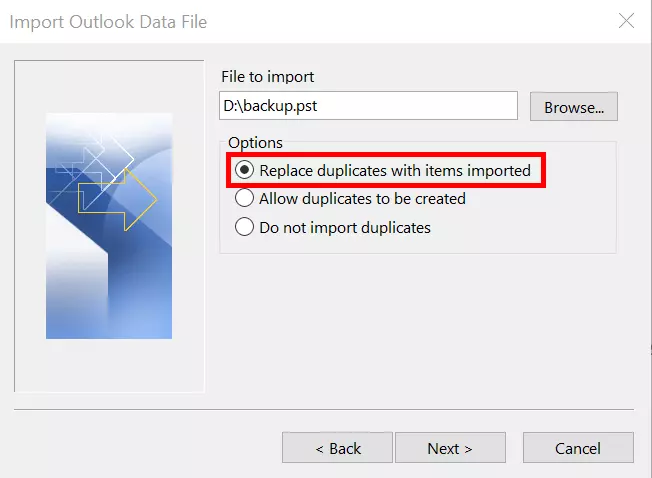 Option dans l’Assistant Outlook qui exclut la création de doublons