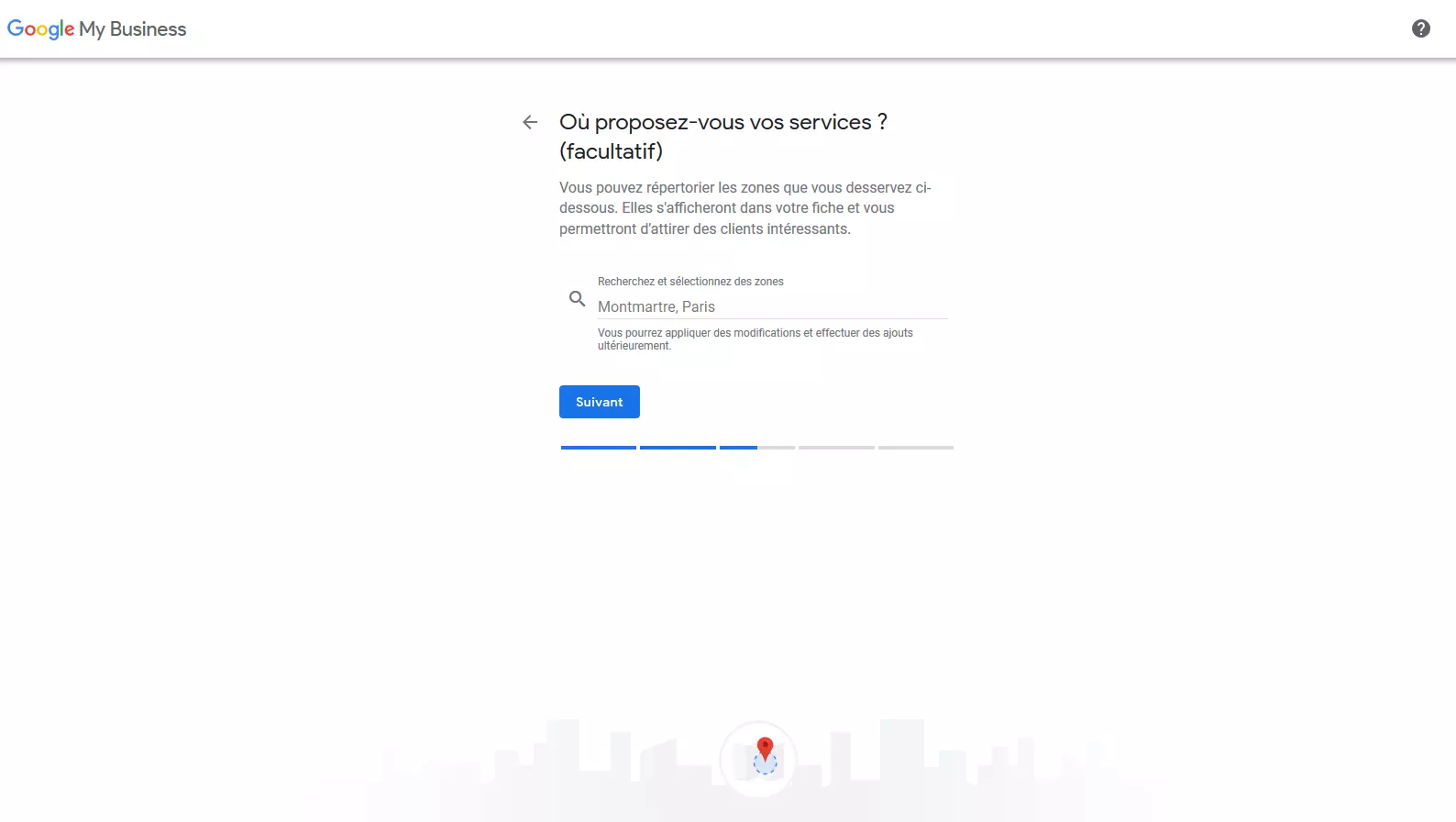 Google My Business : choix des zones