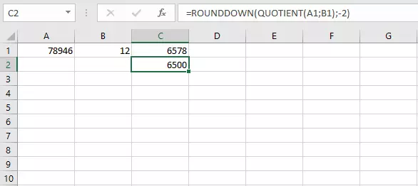 Combinaison des fonctions ARRONDI.INF et QUOTIENT dans Excel