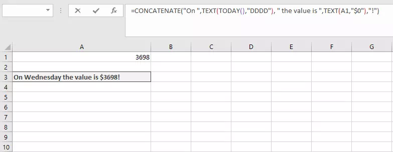 Combinaison de CONCATENER et TEXTE