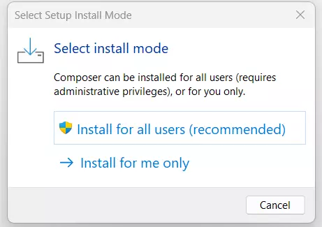 Composer sous Windows 11 : installation pour tous les utilisateurs