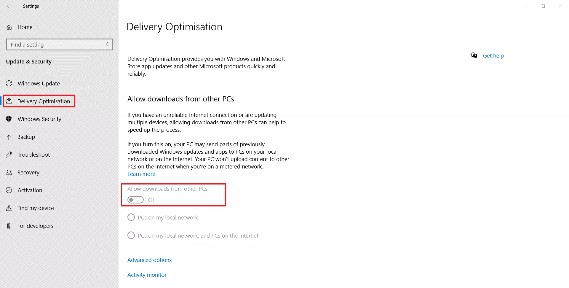 Windows 10 : Paramètres d’optimisation de la distribution