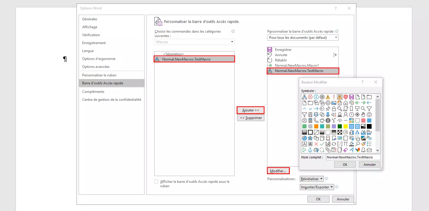 Configuration de la barre d’accès rapide de Word 365 