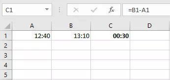 Exemple de la manière dont vous pouvez soustraire des heures dans Excel