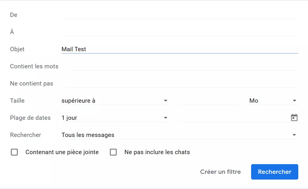 Options de recherche et de filtrage dans Gmail