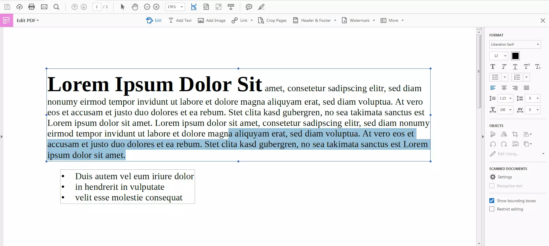 Fonctions d'édition dans Acrobat Pro DC