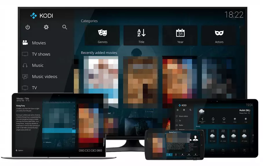 Aperçu du gestionnaire multimédia Kodi sur différents appareils
