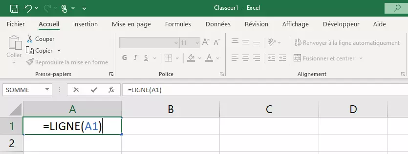 Numérotation avec la fonction LIGNE