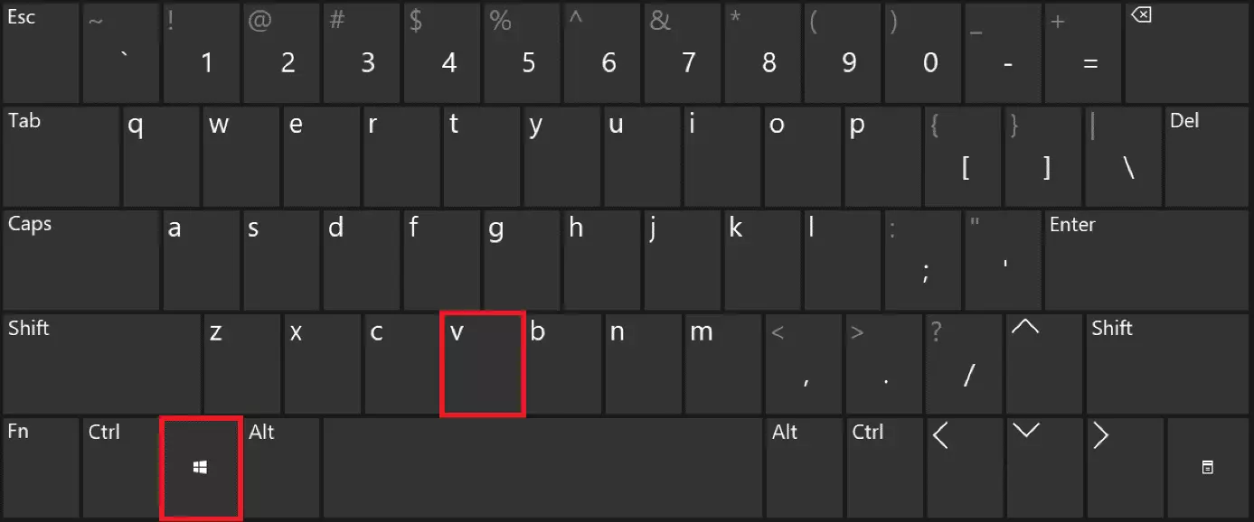 Clavier : raccourci « Touche Windows + V »