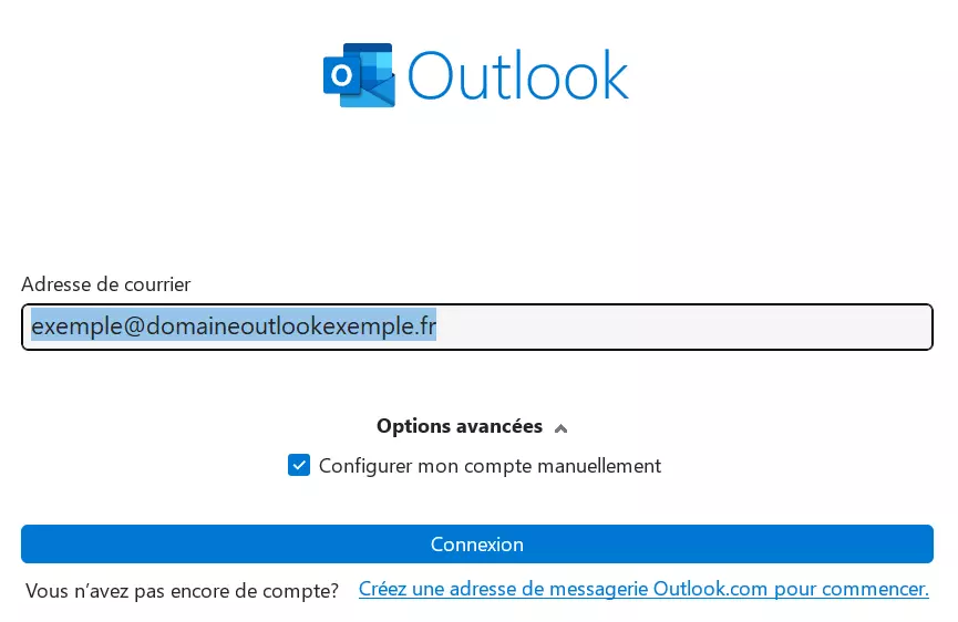 Outlook : configurer mon compte manuellement