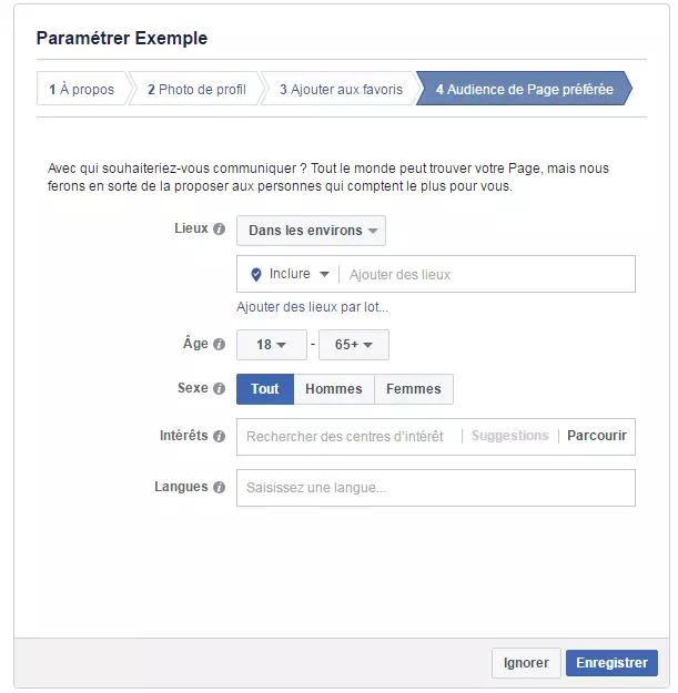 Concevoir une Page Facebook : définir un groupe-cible