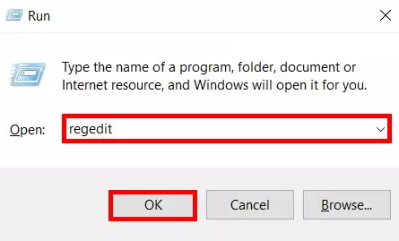 Windows 10 : nom « regedit » dans la boîte de dialogue « Exécuter »