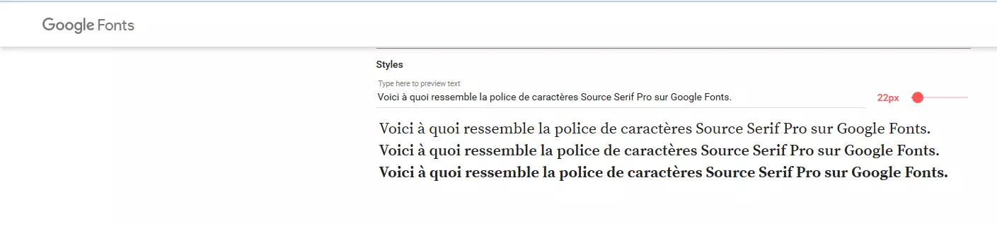 Voici à quoi ressemble la police de caractères Source Serif Pro sur Google Fonts