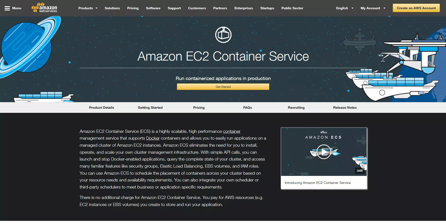 Site Web produit d’Amazon EC2 Container Service (ECS)