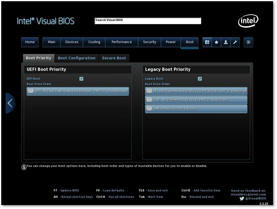 Intel Visual BIOS : Boot Priority