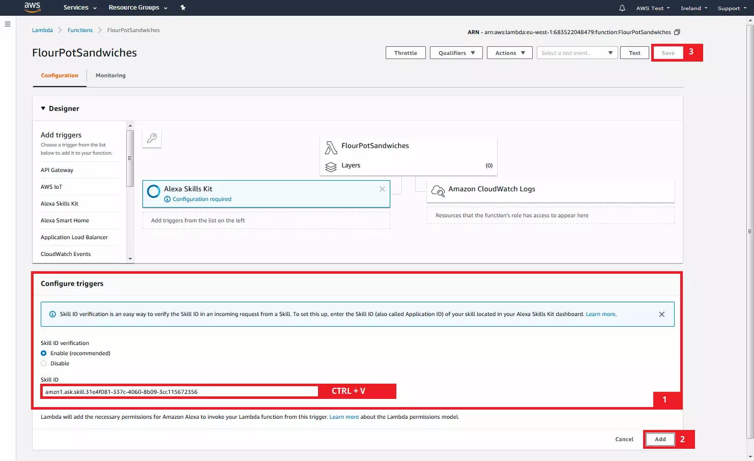 AWS Management Console : le trigger (déclencheur)