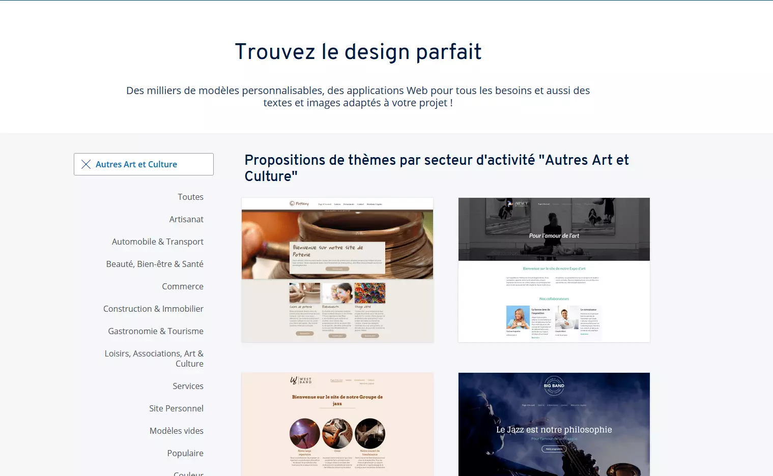 Templates IONOS pour site Internet d’artiste