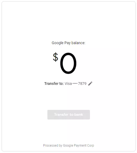 Transfert bancaire sur Google Pay.