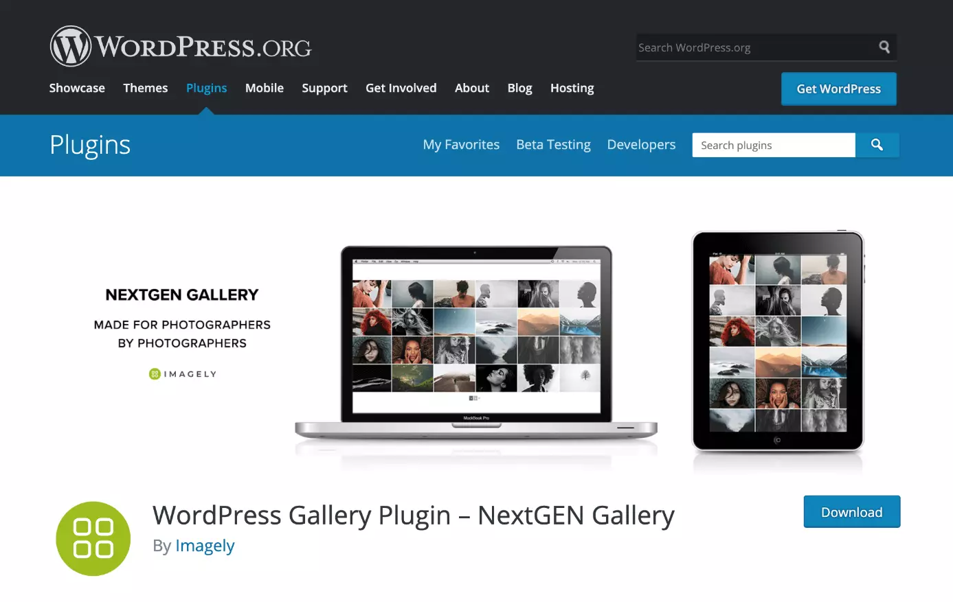 NextGEN Gallery est disponible en téléchargement sur WordPress.org