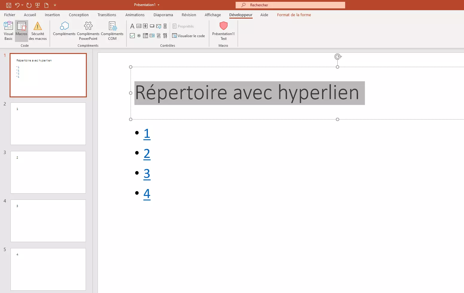 PowerPoint 365 : diapositive à titre d’exemple avec table des matières