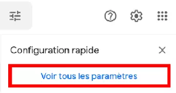 Capture d’écran des paramètres de Gmail