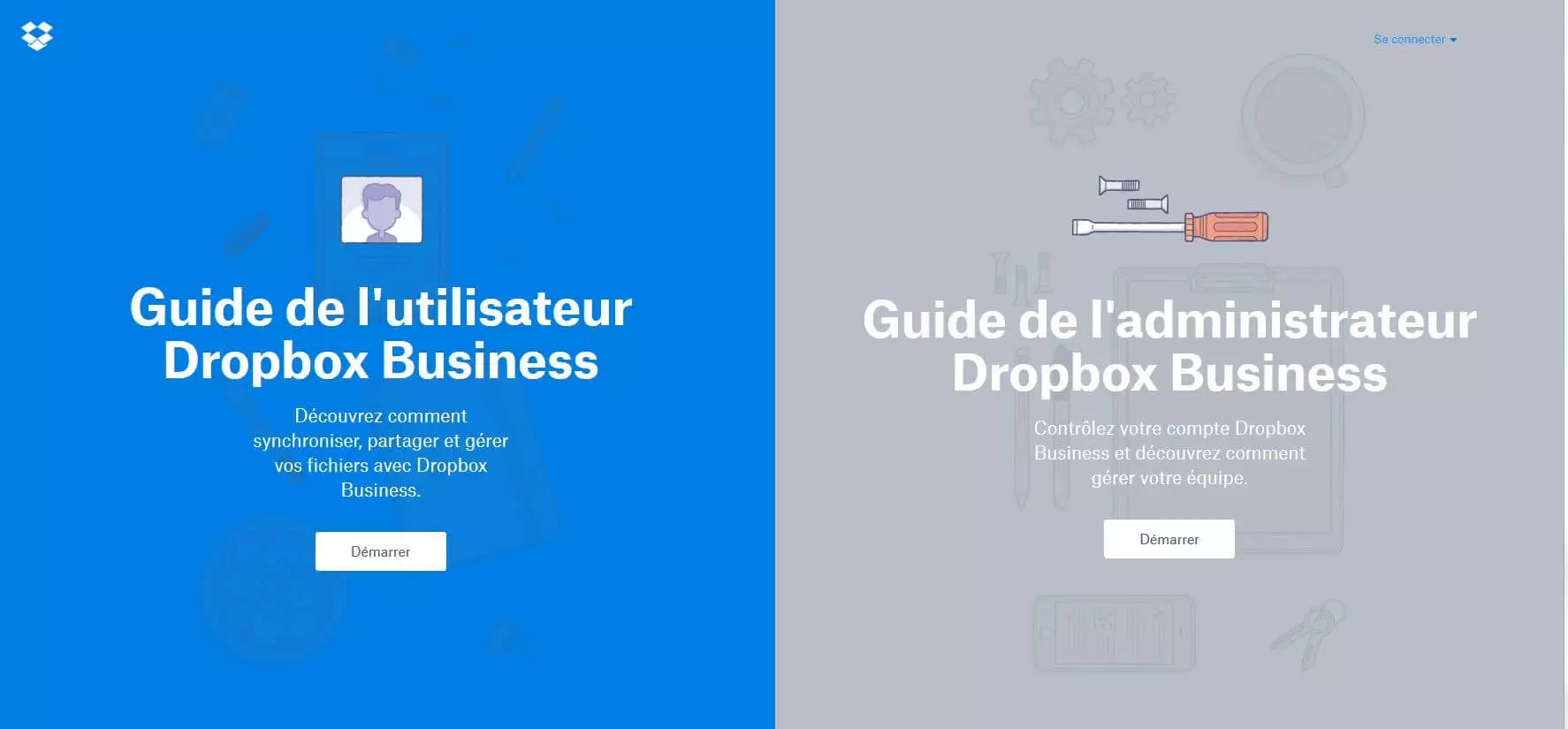 Capture d’écran du site de Dropbox Guide