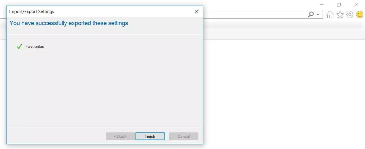 Internet Explorer : message de confirmation d’exportation des favoris