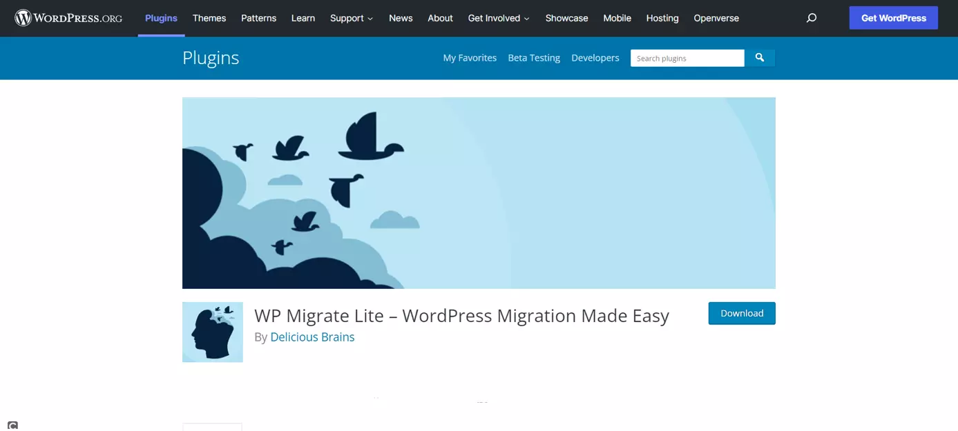 Page d’accueil du plugin WordPress WP Migrate Lite